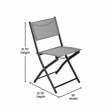 Flash Furniture Brazos Folding Chairs w/Gray Flex Comfort Material Backs and Seats and Black Metal Frames, 2PK TLH-SC-097-GRY-02-GG